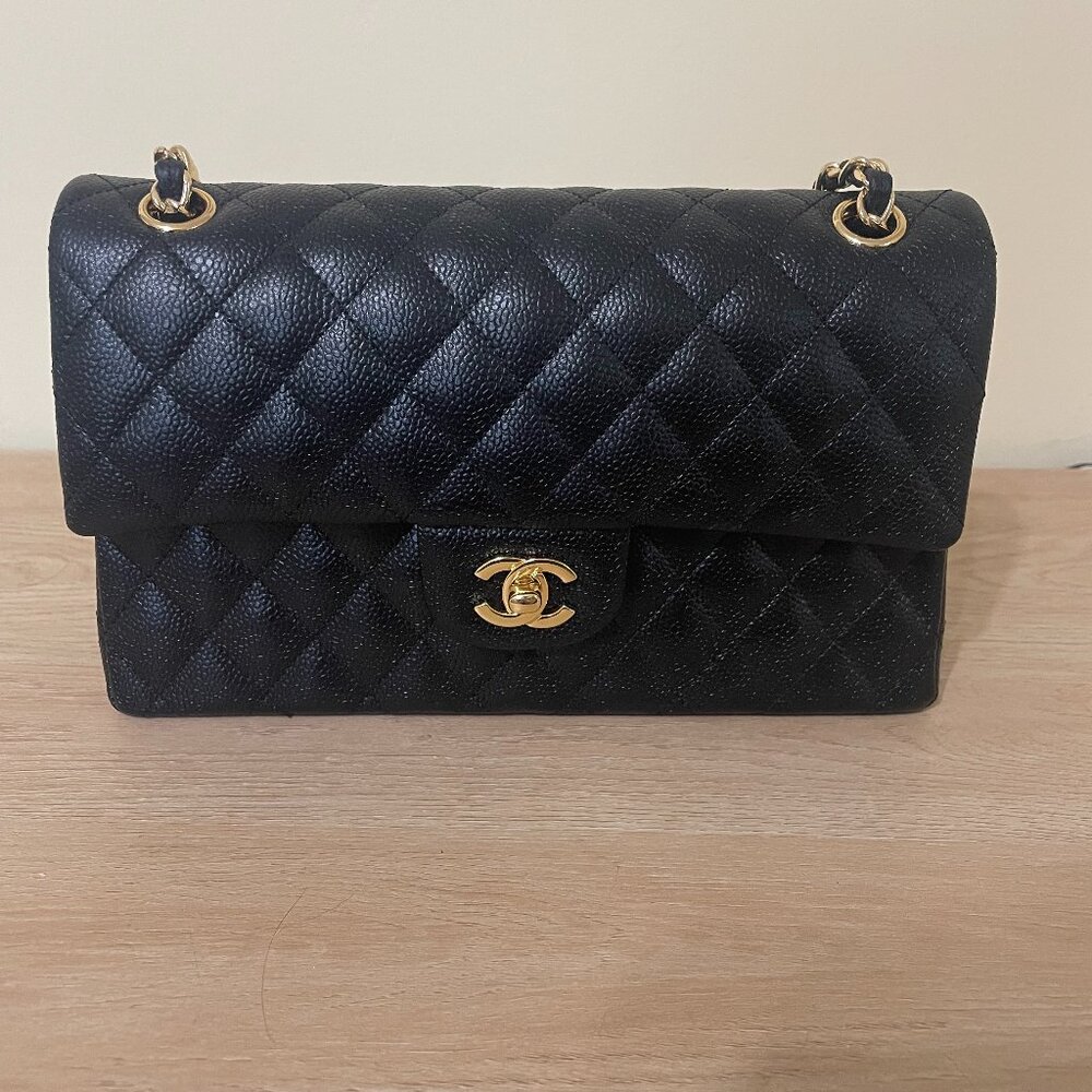 Vintage Chanel Quilted Double Flap Shoulder Bag – Black Caviar Leather